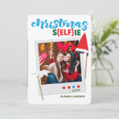 休日小妖精や小人sELFieクリスマスフォトカード シーズンカード (スタンド正面)