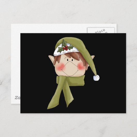 休日小妖精や小人Tシャツとギフト シーズンポストカード (正面/裏面)