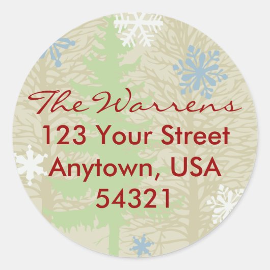 休日差出人住所ラベルテンプレート ラウンドシール (正面)