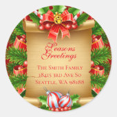 休日差出人住所ラベル ラウンドシール (正面)