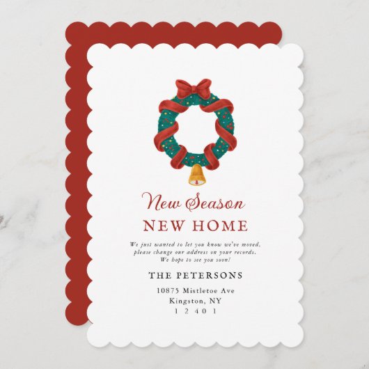 休日引っ越しましたの新しい住所のお知らせ 案内状 (正面/裏面)