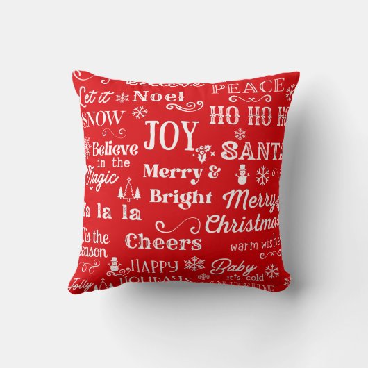 休日引用文 |クリスマス・ワード赤 クッション (裏面)