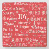 休日引用文 |クリスマス・ワード赤 ストーンコースター (正面)