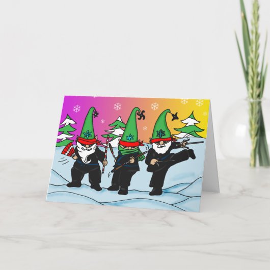 休日忍者小妖精や小人グリーティングカード シーズンカード (正面)