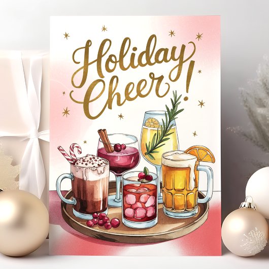 休日応援カクテルドリンクトレイクリスマスカード シーズンカード
