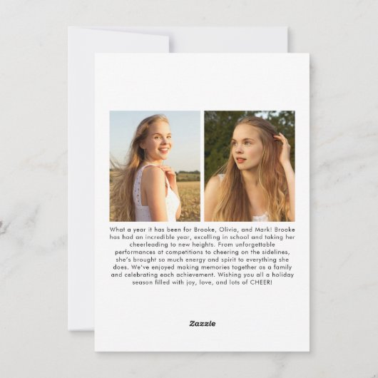 休日応援チアリーティングクリスマスフォトカード シーズンカード (裏面)