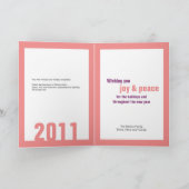 休日応援ピンク紫色のオーバーレイのクリスマスフォト シーズンカード (内部)