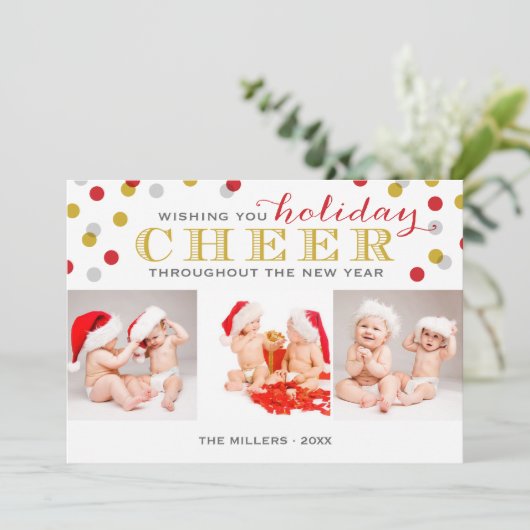 休日応援モダンフォトコラージュクリスマスカード シーズンカード (スタンド正面)