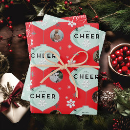 休日応援レトロオーナメントファミリーネームクリスマス ラッピングペーパーシート