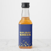 休日応援 |おもしろいクリスマスブルー&金ゴールド リキュールボトルラベル (正面)