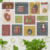 休日応援 |クリスマス・ハイゲ・アドベント・カレンダー キッチンタオル (折り畳み)