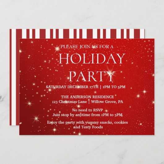 休日招待状とクリスマスオーナメント 招待状 (正面/裏面)