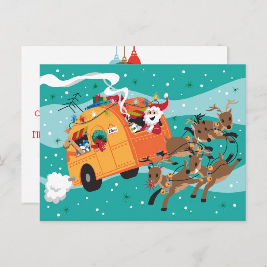 休日旅行のレトロのクリスマスの郵便はがき シーズンポストカード (正面/裏面)