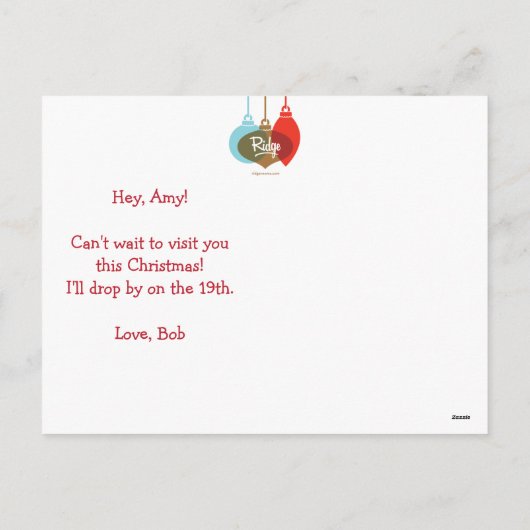 休日旅行のレトロのクリスマスの郵便はがき シーズンポストカード (裏面)