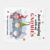 休日格言パーソナライズされたクリスマスファミリー フリースブランケット (正面(横))