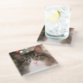 休日猫ガラスのコースター ガラスコースター (アングル)