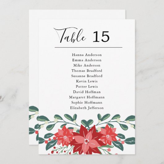 休日用テーブルカード座席表 招待状 (正面/裏面)