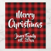 休日素朴応援、赤いバッファローのプレイドパターン、 ワインラベル (シングルラベル)