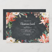 休日素朴、クリスマス昼食、またはディナーパーティー 招待状 (正面/裏面)