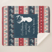 休日編み物パターンクリスマスパーソナライズされた シェルパブランケット (正面(横))