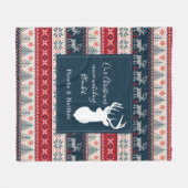 休日編み物パターンクリスマスパーソナライズされた フリースブランケット (正面(横))