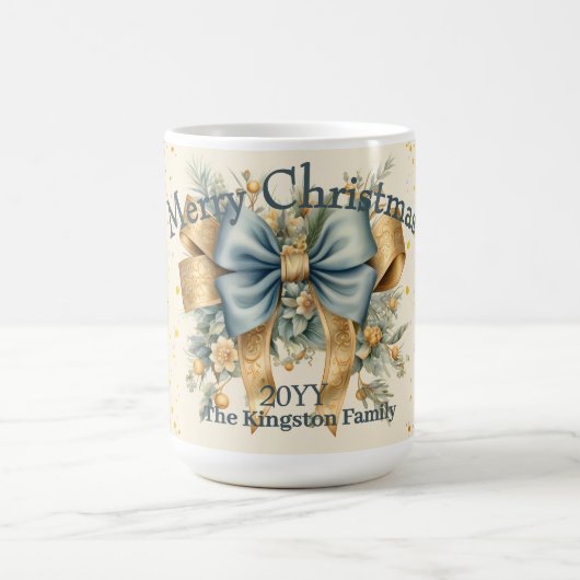 休日花模様とボウメリークリスマスホリデー コーヒーマグカップ (中央)