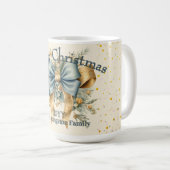 休日花模様とボウメリークリスマスホリデー コーヒーマグカップ (正面右)