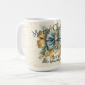 休日花模様とボウメリークリスマスホリデー コーヒーマグカップ (正面左)