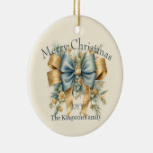 休日花模様とボウメリークリスマスホリデー セラミックオーナメント (右)