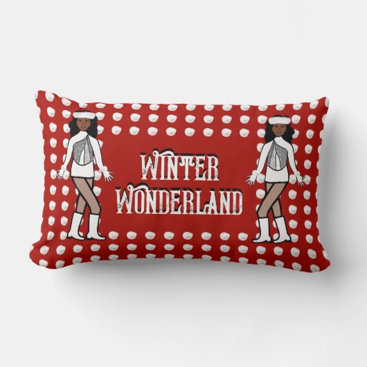 休日装飾用クッション赤/白/シルバー ランバークッション (正面)