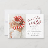 休日誕生統計アナウンスベイビーシャワー写真 サンキューカード (正面)