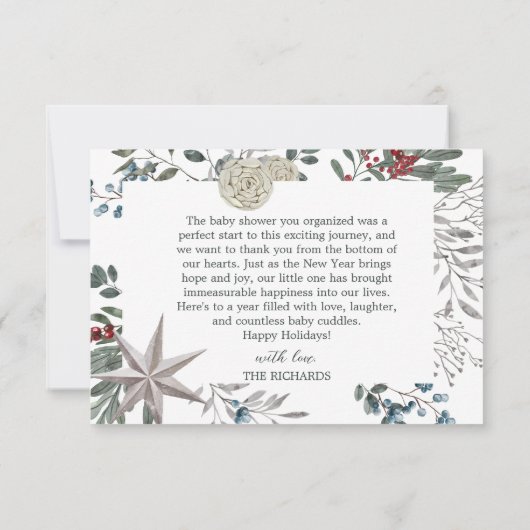 休日誕生統計アナウンスベイビーシャワー写真 サンキューカード (裏面)