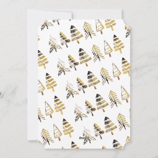 休日賛美の |紫の金ゴールドと黒の木の写真 シーズンカード (裏面)