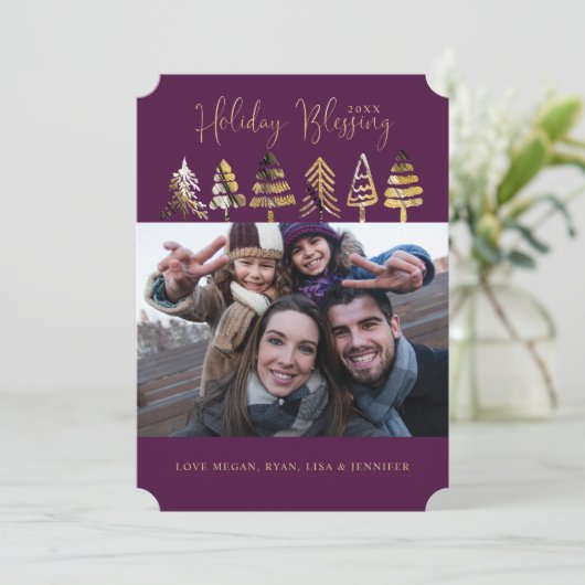 休日賛美の |紫の金ゴールドと黒の木の写真 シーズンカード (スタンド正面)