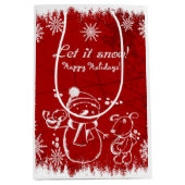 休日赤と白イラストレーション ミディアムペーパーバッグ (正面)