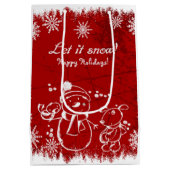 休日赤と白イラストレーション ミディアムペーパーバッグ (裏面)