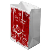 休日赤と白イラストレーション ミディアムペーパーバッグ (裏面アングル)