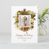 休日金ゴールドフローラフォトファミリークリスマス 招待状 (スタンド正面)