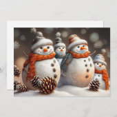 休日雪だるまとピネコーン&グリッター シーズンカード (正面/裏面)