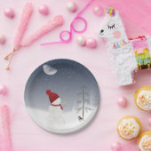 休日雪だるまと金ゴールド星 ペーパープレート (パーティー)