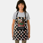休日雪だるま名とフォトキッズブラック エプロン (インサイチュ)