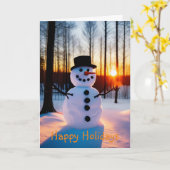 休日雪だるま カード (黄色い花)