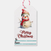 休日魅力的の贈り物ラベルで雪だるま ギフトタグ (正面)