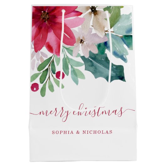 休日鮮やかフローラ |クリスマスウォーターの色 ミディアムペーパーバッグ (裏面)