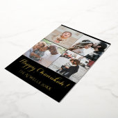 休日4写真ハッピーハヌカー（ユダヤ教の祭り）パターンブラックフォイル 箔シーズンカード (回転した状態)