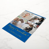 休日4写真ハッピーハヌカー（ユダヤ教の祭り）パターンブルーフォイル 箔シーズンカード (回転した状態)