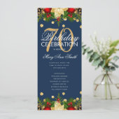 休日70th誕生日パーティプログラム金ゴールドネイビーメニュー 招待状 (スタンド正面)