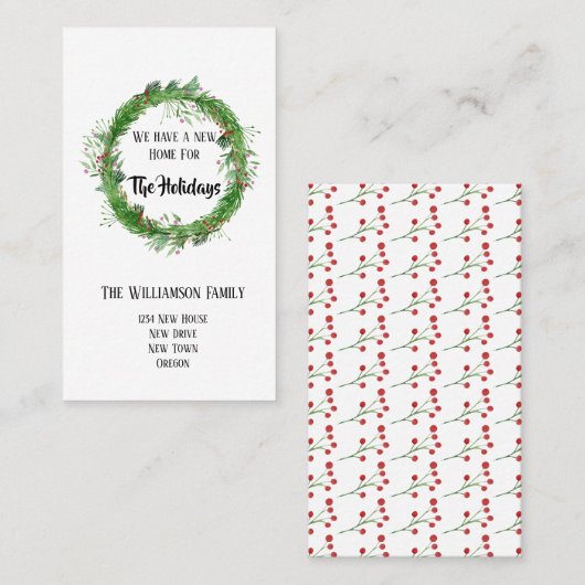 休日 |お知らせ挿入カードの移動 名刺 (正面/裏面)