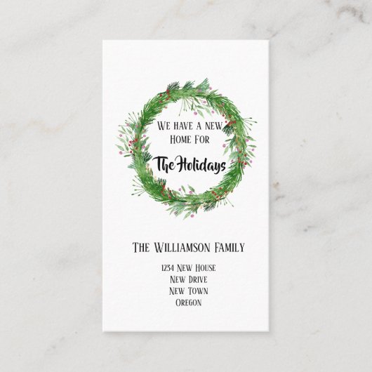 休日 |お知らせ挿入カードの移動 名刺 (正面)