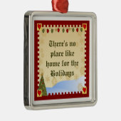 休日|のクリスマスのオーナメントのための家 メタルオーナメント (右)
